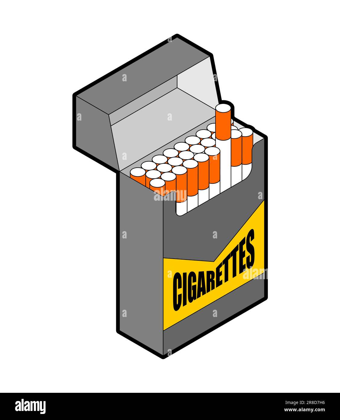 Isometric-style vector illustration of a cigarette pack, great for modern designs.