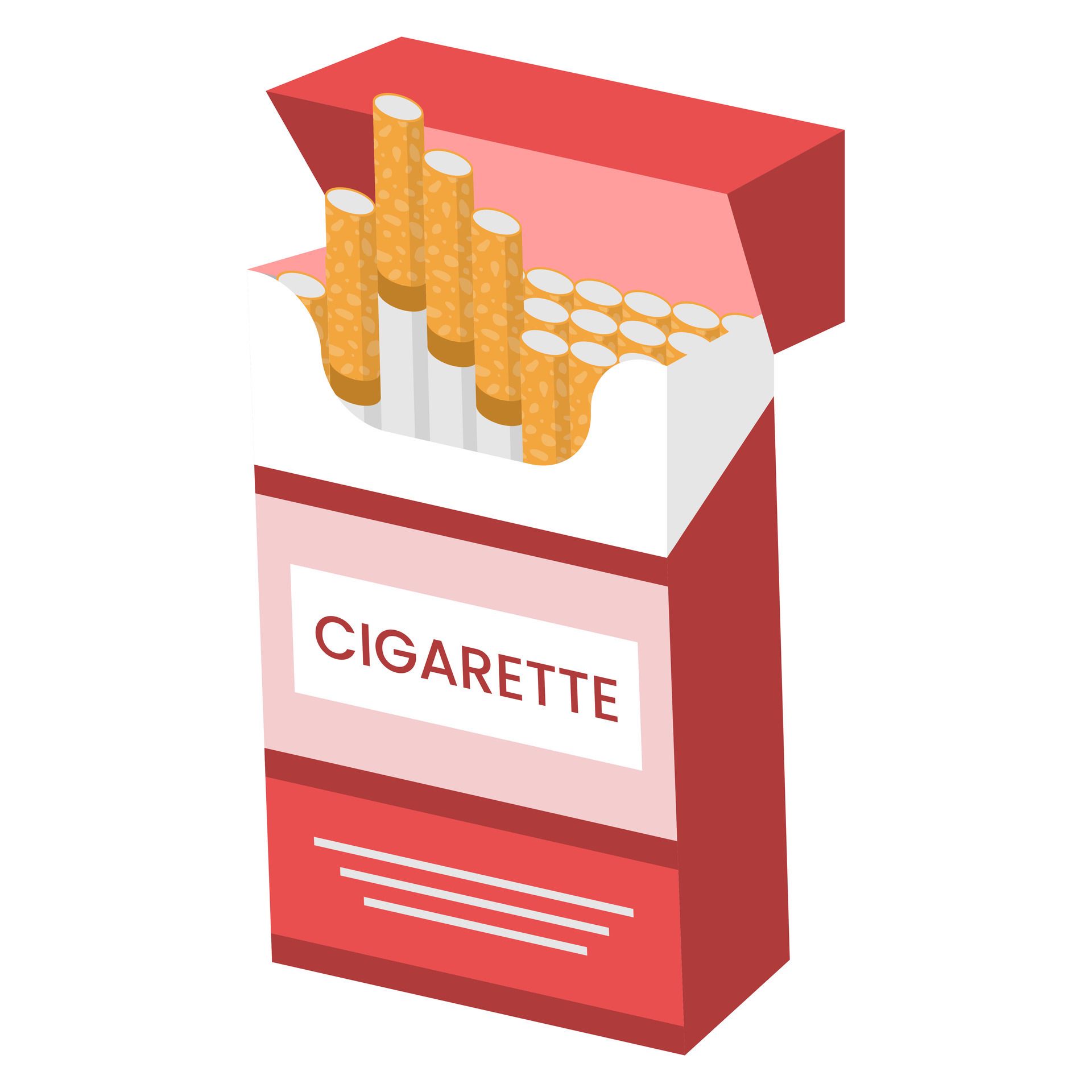 Vector illustration of an open cigarette pack, suitable for packaging designs and mockups.